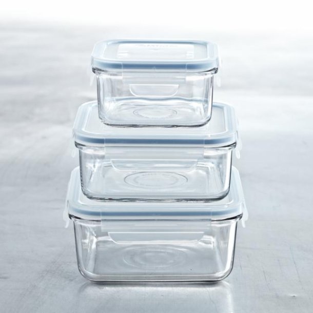 glasslock glasbeholdere - sæt med 3 firkantede